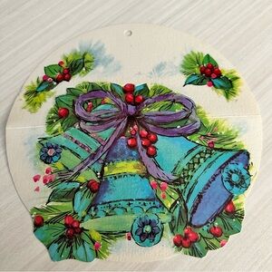 Vintage Litho Christmas Card Hawthorne & Sommerfield Unused USA Round Ornament